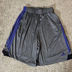 Adidas Climalite Shorts Mens XL Gray Purple 3 Stripe Athletic Basketball Gym